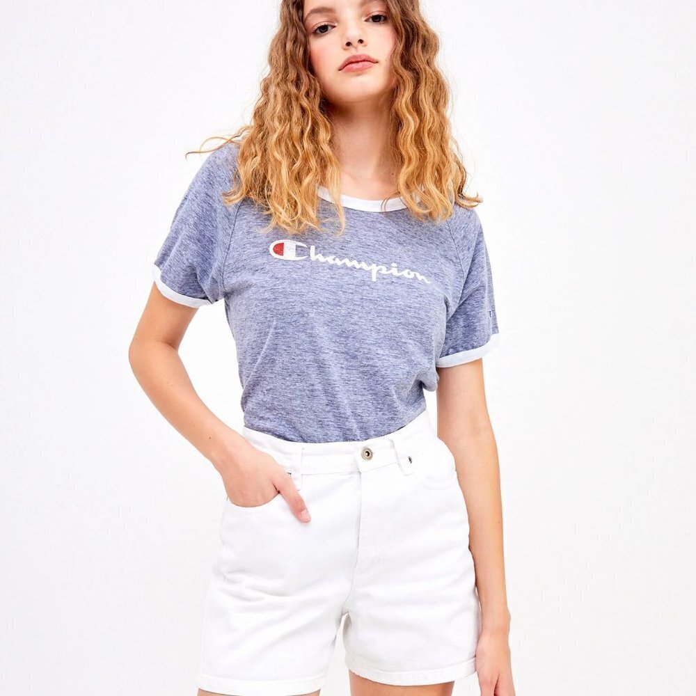 Liz Claiborne Womens Off White Classic High Waisted Denim Short Sz 10
